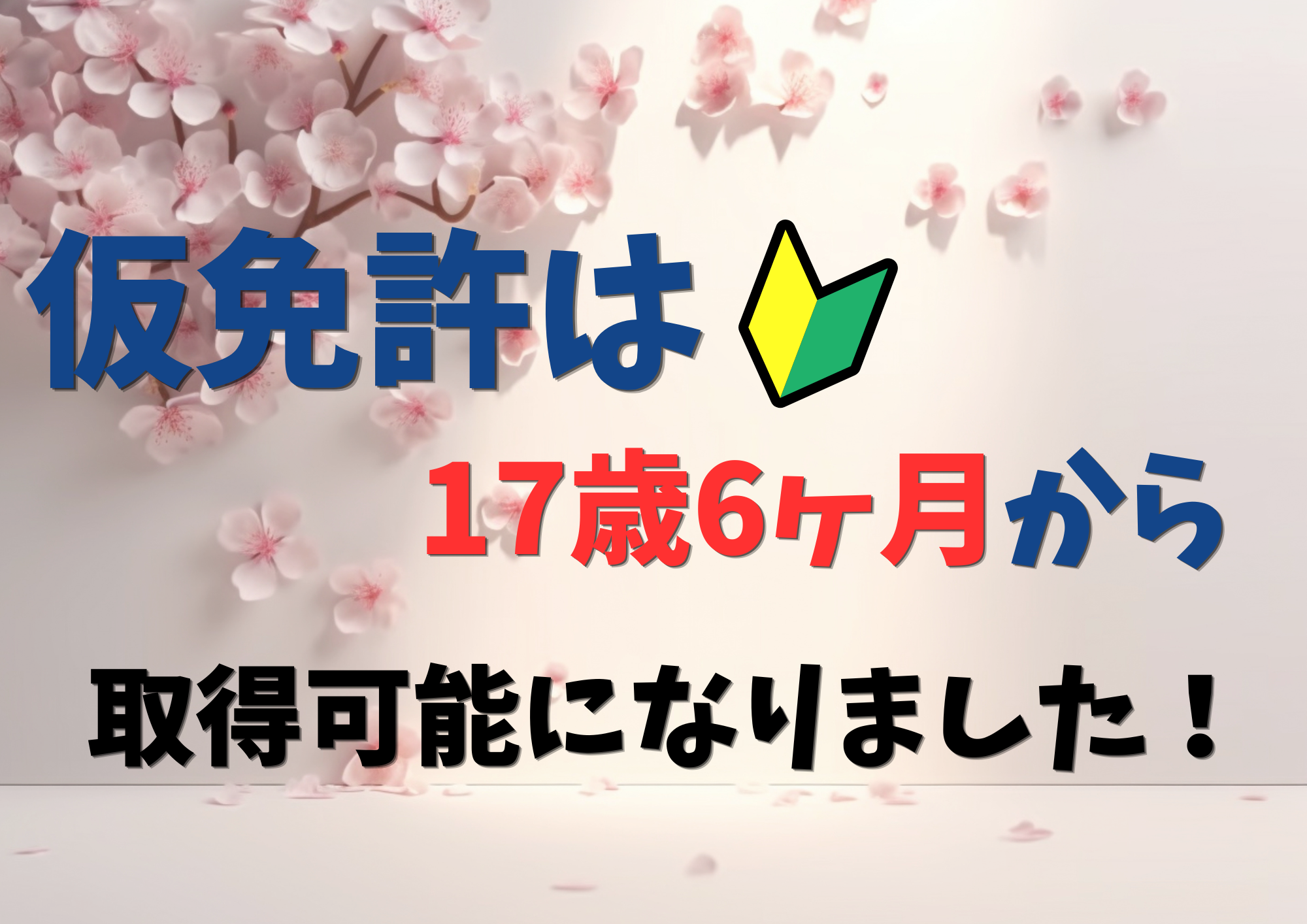 仮免許取得可能年齢が17歳6ヶ月に引き下げられました